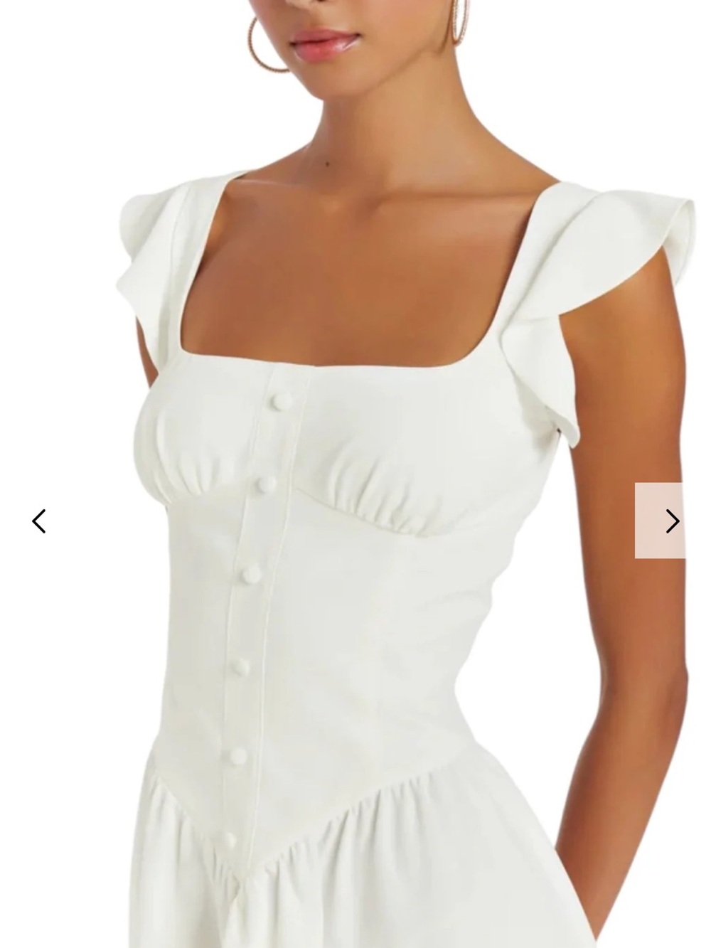 Amanda Uprichard White Holland Mini Dress with Ruffled Shoulders - Picture 2 of 7